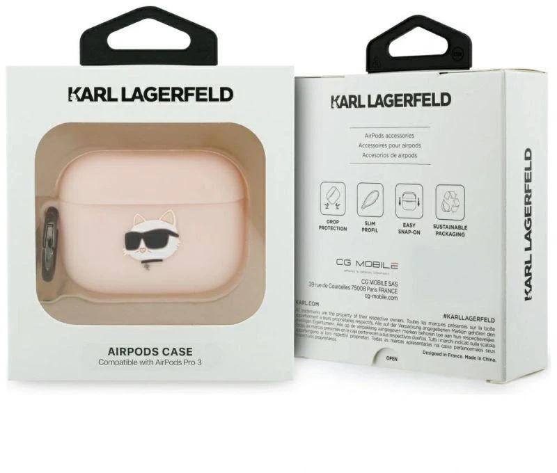 Karl Lagerfeld Silikoninis 3D dėklas galvai skirtas AirPods Pro 3 - Rožinis