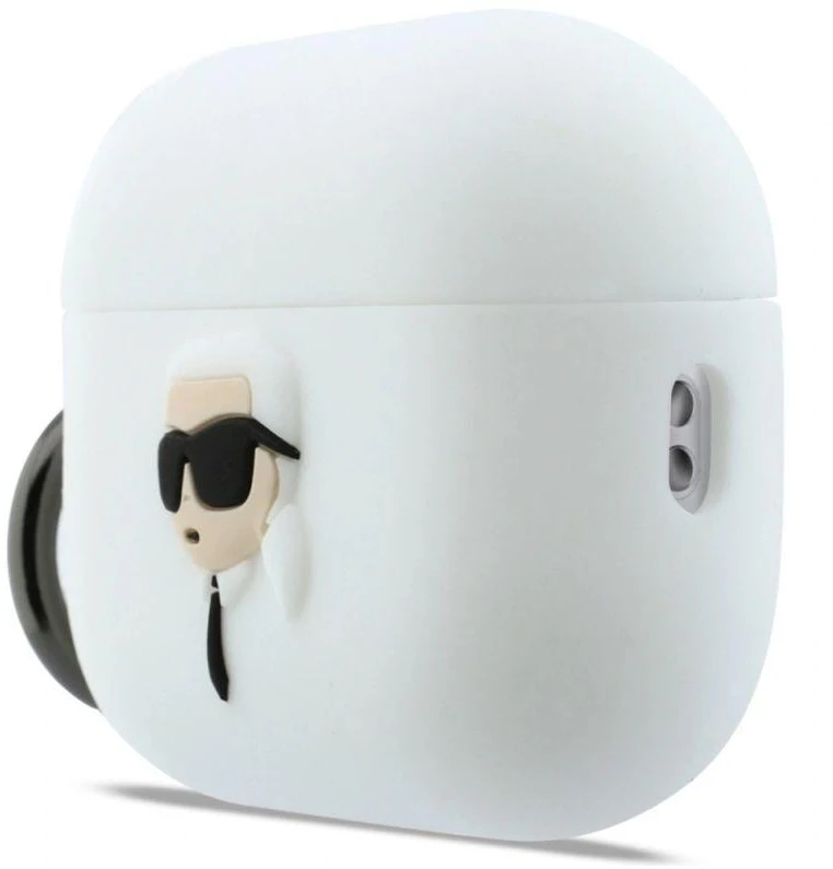 Karl Lagerfeld silikoninis 3D dėklas Karl Head skirtas AirPods Pro 3 - Baltas