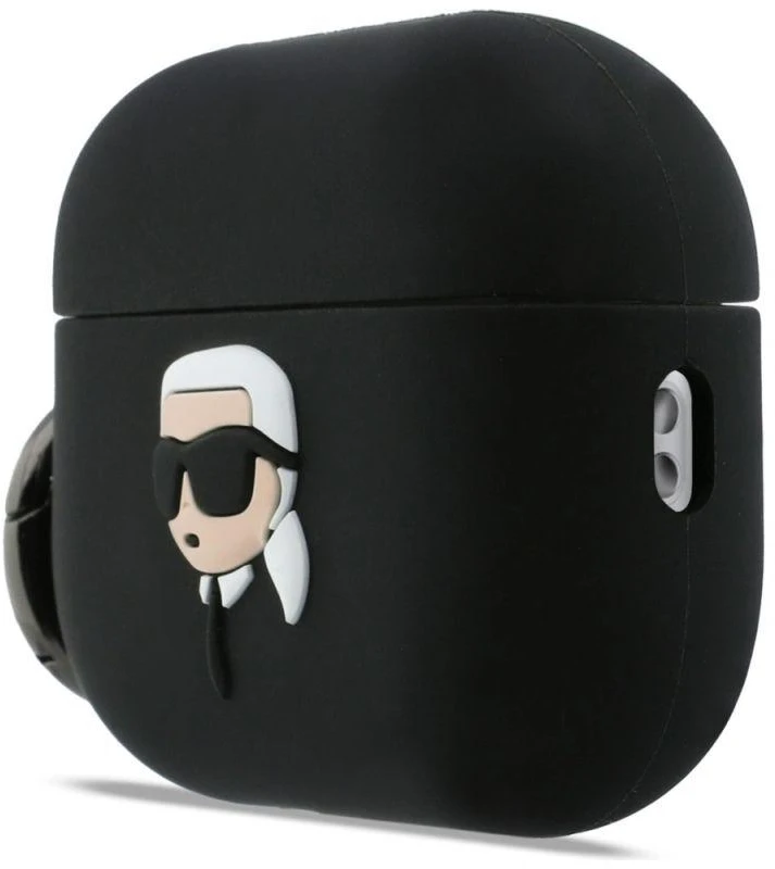 Karl Lagerfeld Silikoninis 3D dėklas su Karl galva AirPods Pro 3 – Juodas
