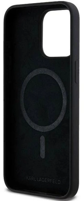 Karl Lagerfeld KLHMP15LSCHPPLK Apple iPhone 15 Pro 6.1″ juodos spalvos kietas dėklas Silicone Choupette Head MagSa