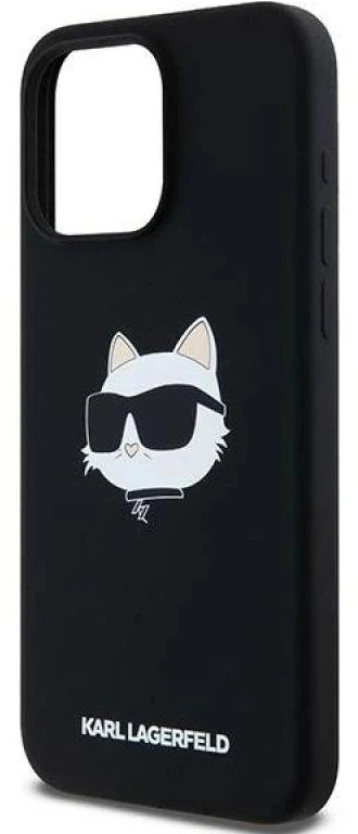 Karl Lagerfeld KLHMP15LSCHPPLK Apple iPhone 15 Pro 6.1″ juodos spalvos kietas dėklas Silicone Choupette Head MagSa