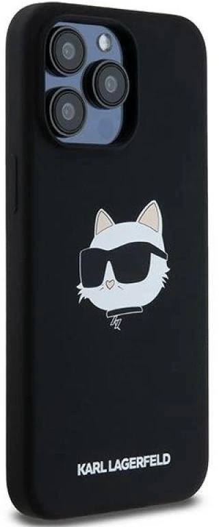 Karl Lagerfeld KLHMP15LSCHPPLK Apple iPhone 15 Pro 6.1″ juodos spalvos kietas dėklas Silicone Choupette Head MagSa