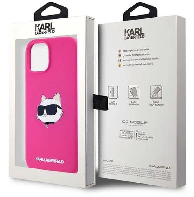 Karl Lagerfeld KLHMP15MSCHPPLF Apple iPhone 15 Plus / 14 Plus 6.7″ fuschia kietas dėklas Silicone Choupet