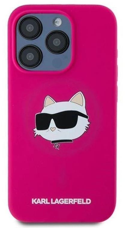 Karl Lagerfeld KLHMP15XSCHPPLF Apple iPhone 15 Pro Max 6.7″ fuschia kietas dėklas Silicone Choupette Head
