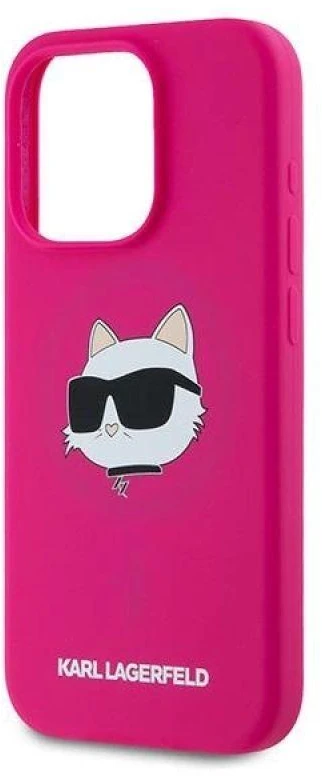 Karl Lagerfeld KLHMP15XSCHPPLF Apple iPhone 15 Pro Max 6.7″ fuschia kietas dėklas Silicone Choupette Head