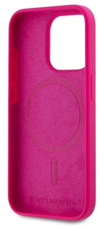Karl Lagerfeld KLHMP15LSCHPPLF Apple iPhone 15 Pro 6.1″ fuschia kietas dėklas Silicone Choupette Head Mag