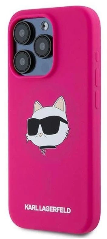 Karl Lagerfeld KLHMP15LSCHPPLF Apple iPhone 15 Pro 6.1″ fuschia kietas dėklas Silicone Choupette Head Mag