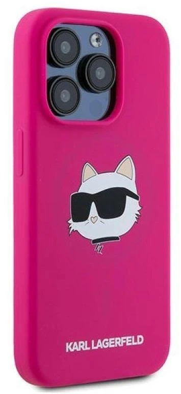 Karl Lagerfeld KLHMP15LSCHPPLF Apple iPhone 15 Pro 6.1″ fuschia kietas dėklas Silicone Choupette Head Mag