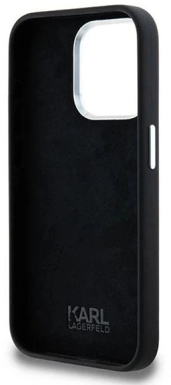Dėklas Karl Lagerfeld Silicone Metal Script Logo iPhone 15 Pro Max Case - Juodas