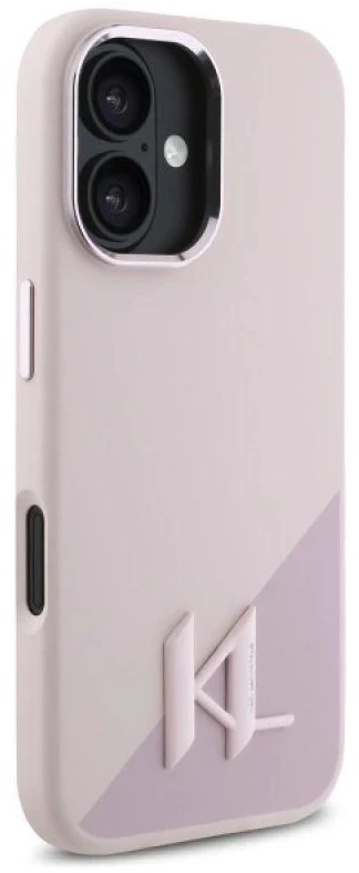 Karl Lagerfeld KLHMP16SSCMKMPCP Apple iPhone 16 6.1″ rožinės spalvos kietas dėklas Silicone Shadow Metal Initial