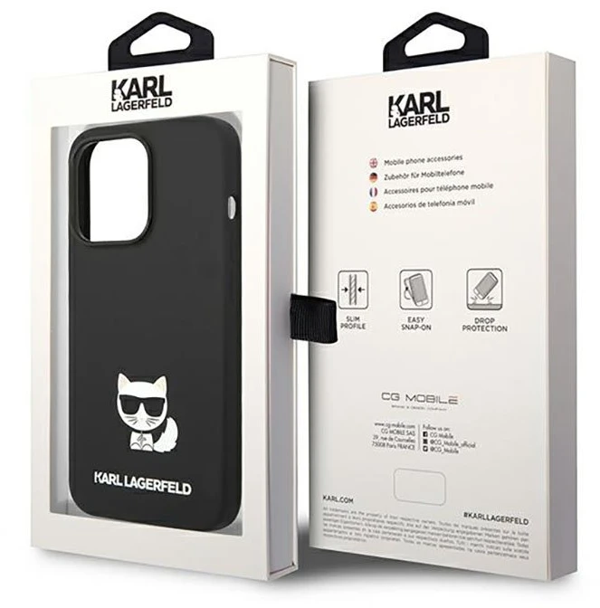 Karl Lagerfeld silikoninis dėklas iPhone 14 Pro juodas