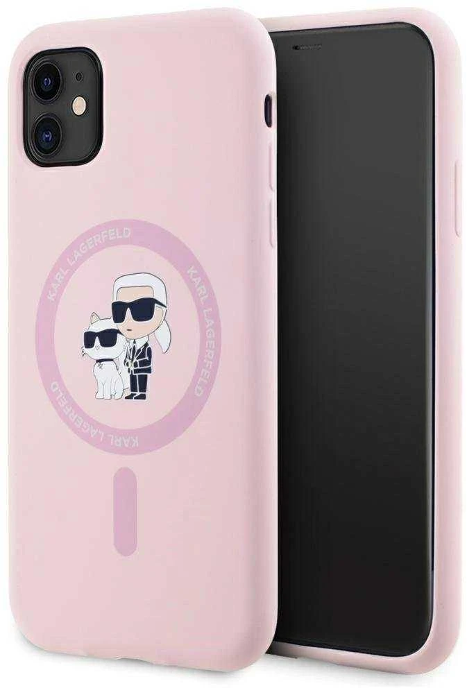 Dėklas Karl Lagerfeld Silicone Karl&Choupette MagSafe iPhone 11 Case - Rožinė