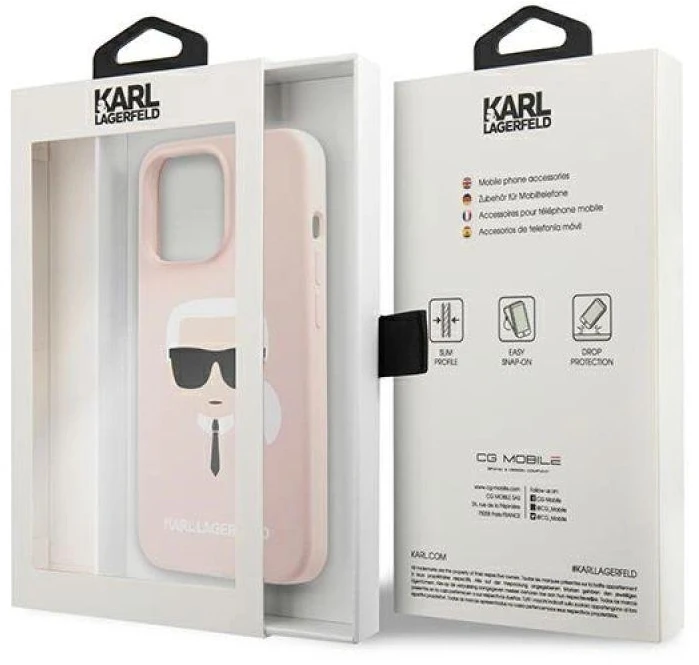 Karl Lagerfeld KLHCP13XSLKHLP Apple iPhone 13 Pro Max 6,7″ light rožinės spalvos kietas dėklas Silicone Karl`s