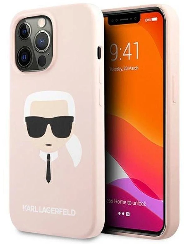 Karl Lagerfeld KLHCP13XSLKHLP Apple iPhone 13 Pro Max 6,7″ light rožinės spalvos kietas dėklas Silicone Karl`s