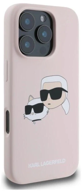 Karl Lagerfeld KLHMP16XSKCHPPLP Apple iPhone 16 Pro Max 6.9″ rožinės spalvos kietas dėklas Silicone Double Heads Pri