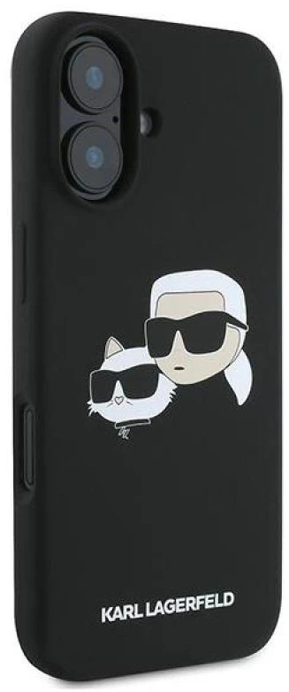 Karl Lagerfeld KLHMP16MSKCHPPLK Apple iPhone 16 Plus 6.7″ juodos spalvos kietas dėklas Silicone Double Heads Print