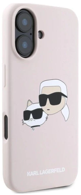 Karl Lagerfeld KLHMP16SSKCHPPLP Apple iPhone 16 6.1″ rožinės spalvos kietas dėklas Silicone Double Heads Print MagSa