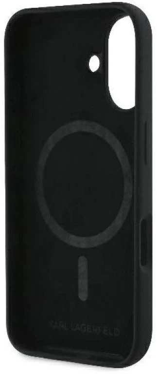 Karl Lagerfeld KLHMP16SSKCHPPLK Apple iPhone 16 6.1″ juodos spalvos kietas dėklas Silicone Double Heads Print MagS
