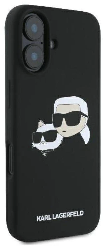 Karl Lagerfeld KLHMP16SSKCHPPLK Apple iPhone 16 6.1″ juodos spalvos kietas dėklas Silicone Double Heads Print MagS