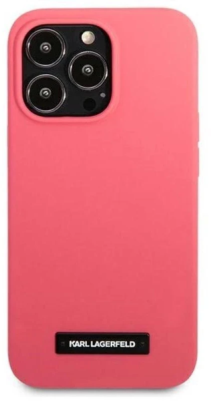 Karl Lagerfeld KLHCP13LSLMP1PI Apple iPhone 13 Pro / 13 6,1″ kietas dėklas fuchsia Silicone Plaque