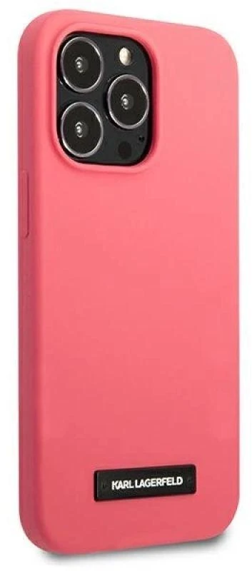 Karl Lagerfeld KLHCP13LSLMP1PI Apple iPhone 13 Pro / 13 6,1″ kietas dėklas fuchsia Silicone Plaque
