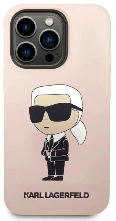 Karl Lagerfeld KLHCP14XSNIKBCP Apple iPhone 14 Pro Max 6,7″ kietas dėklas rožinės spalvos Silicone Ikonik