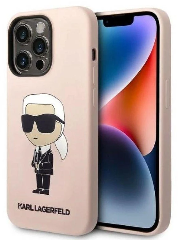 Karl Lagerfeld KLHCP14XSNIKBCP Apple iPhone 14 Pro Max 6,7″ kietas dėklas rožinės spalvos Silicone Ikonik