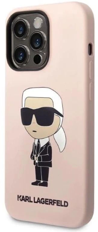 Karl Lagerfeld KLHMP14XSNIKBCP Apple iPhone 14 Pro Max 6,7″ kietas dėklas rožinės spalvos Silicone Ikonik Magsafe