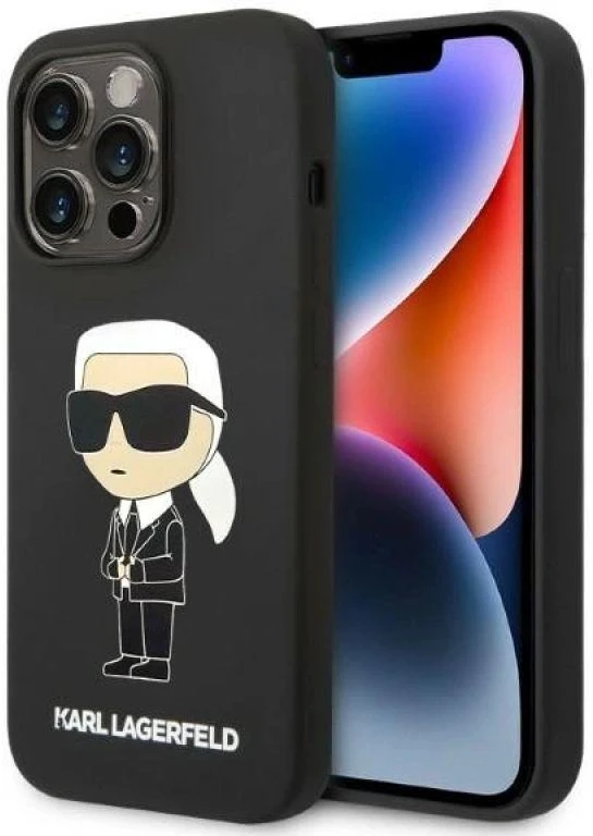 Karl Lagerfeld dėklas, skirtas iPhone 14 Pro 6,1 KLHMP14LSNIKBCK juodos spalvos kietas dėklas , skirtas Silikoninis Ikonik Magsafe
