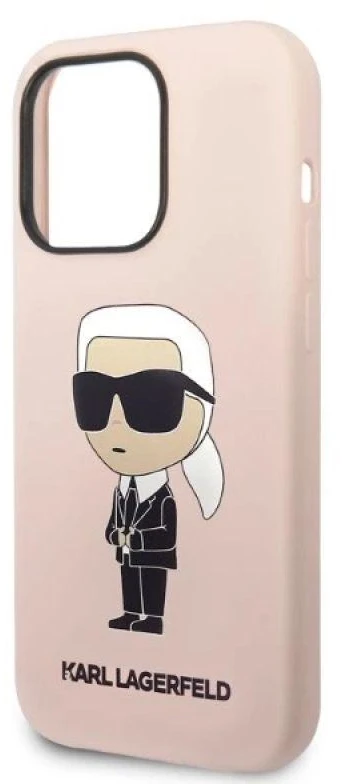 Karl Lagerfeld KLHMP14XSNIKBCP Apple iPhone 14 Pro Max 6,7″ kietas dėklas rožinės spalvos Silicone Ikonik Magsafe