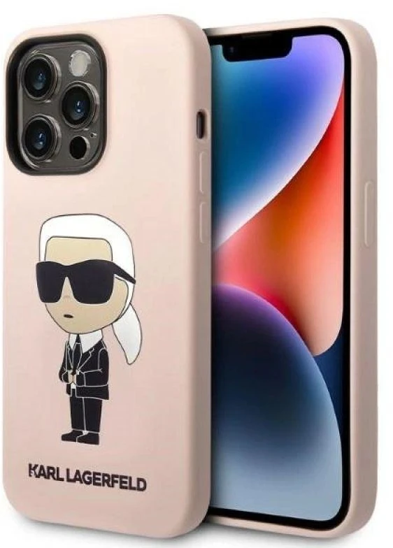 Karl Lagerfeld KLHMP14XSNIKBCP Apple iPhone 14 Pro Max 6,7″ kietas dėklas rožinės spalvos Silicone Ikonik Magsafe