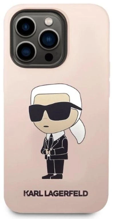 Karl Lagerfeld KLHMP14XSNIKBCP Apple iPhone 14 Pro Max 6,7″ kietas dėklas rožinės spalvos Silicone Ikonik Magsafe
