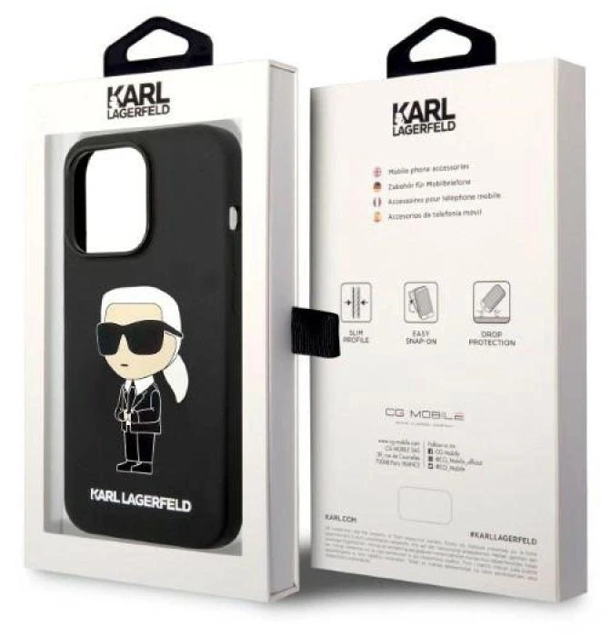 Karl Lagerfeld dėklas, skirtas iPhone 14 Pro 6,1 KLHMP14LSNIKBCK juodos spalvos kietas dėklas , skirtas Silikoninis Ikonik Magsafe