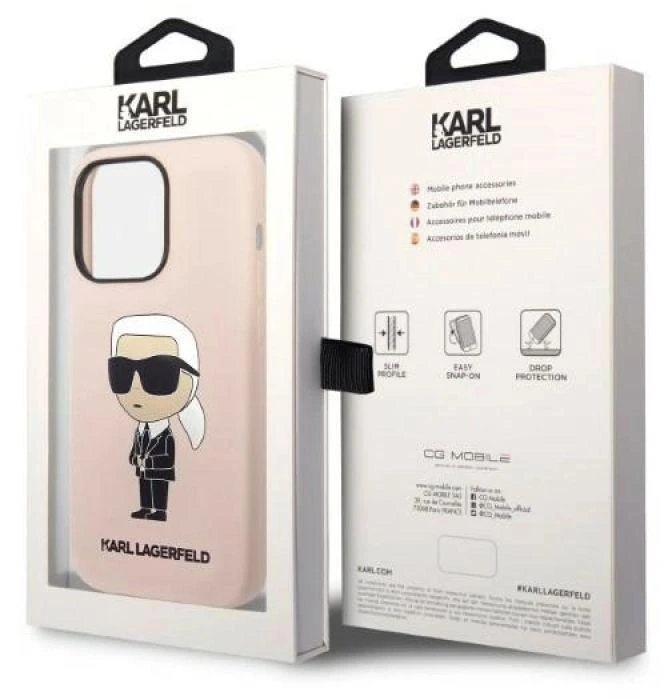 Karl Lagerfeld KLHMP14XSNIKBCP Apple iPhone 14 Pro Max 6,7″ kietas dėklas rožinės spalvos Silicone Ikonik Magsafe