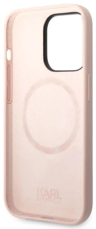 Karl Lagerfeld KLHMP14XSNIKBCP Apple iPhone 14 Pro Max 6,7″ kietas dėklas rožinės spalvos Silicone Ikonik Magsafe