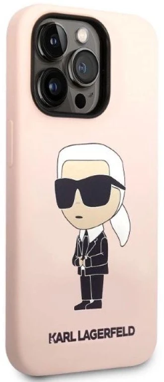 Karl Lagerfeld KLHMP14XSNIKBCP Apple iPhone 14 Pro Max 6,7″ kietas dėklas rožinės spalvos Silicone Ikonik Magsafe