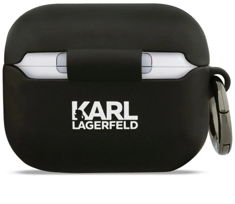 Karl Lagerfeld Silikoninis Karl & Choupette Galvutės 3D dėklas skirtas AirPods Pro 3 - Juodas