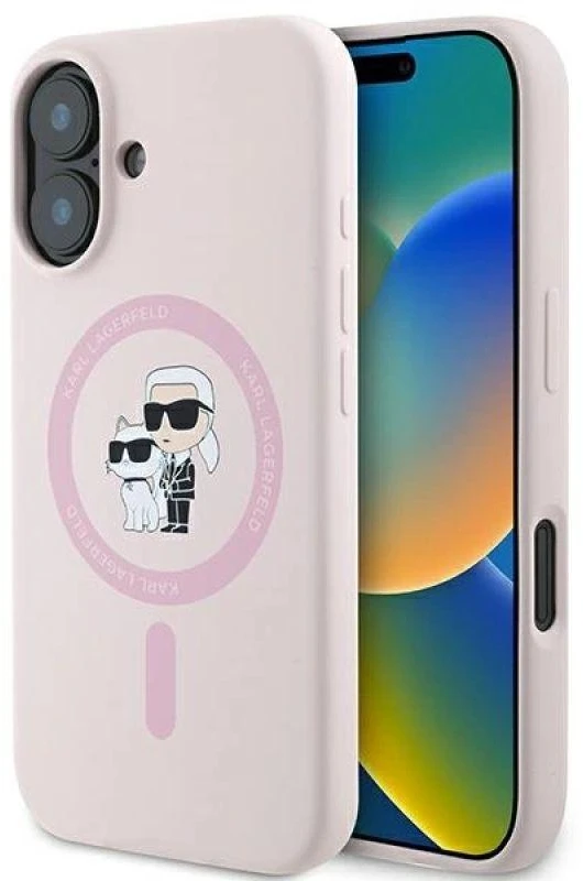 Karl Lagerfeld KLHMP16MSCMKCRHP Apple iPhone 16 Plus 6.7″ rožinės spalvos kietas dėklas Silicone Karl&Choupette Head