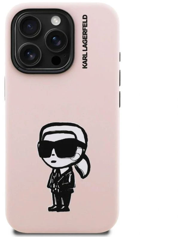 Dėklas Karl Lagerfeld Silicone Karl Sketch MagSafe Case for iPhone 16 Pro Max - Rožinė