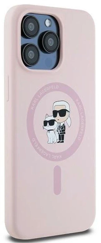 Karl Lagerfeld KLHMP15XSCMKCRHP Apple iPhone 15 Pro Max 6.7″ rožinės spalvos kietas dėklas Silicone Karl & Choupette