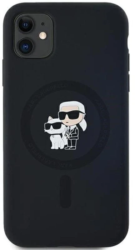 Karl Lagerfeld KLHMN61SCMKCRHK Apple iPhone 11 / Xr 6.1″ juodos spalvos kietas dėklas Silicone Karl & Choupette Ma