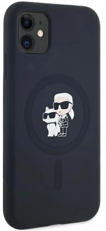 Karl Lagerfeld KLHMN61SCMKCRHK Apple iPhone 11 / Xr 6.1″ juodos spalvos kietas dėklas Silicone Karl & Choupette Ma