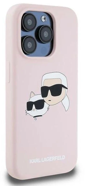 Apple iPhone 15 Pro Max Karl Lagerfeld dėklas Silicone Karl & Choupette Magsafe (KLHMP15XSKCHPPLP) rožinės spalvos