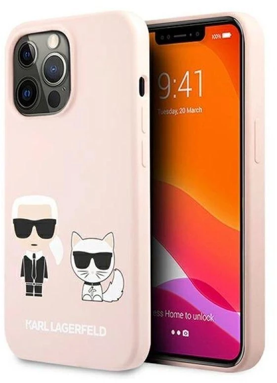 Karl Lagerfeld KLHCP13LSSKCI Apple iPhone 13 Pro / 13 6,1″ kietas dėklas light rožinės spalvos Silicone Karl