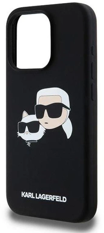 Karl Lagerfeld KLHMP15LSKCHPPLK iPhone 15 Pro 6.1″ juodos spalvos kietas dėklas Silicone Karl & Choupette MagSafe