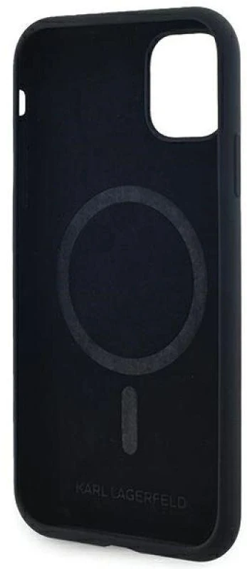 Karl Lagerfeld KLHMN61SCMKCRHK Apple iPhone 11 / Xr 6.1″ juodos spalvos kietas dėklas Silicone Karl & Choupette Ma