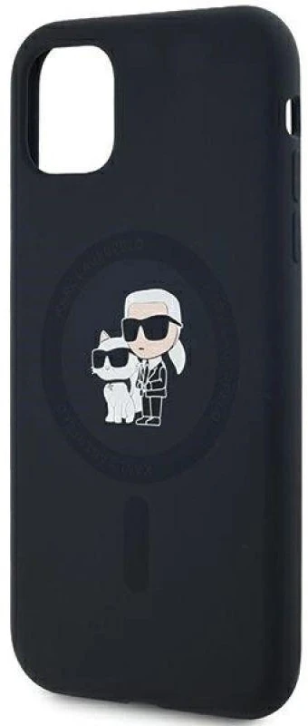 Karl Lagerfeld KLHMN61SCMKCRHK Apple iPhone 11 / Xr 6.1″ juodos spalvos kietas dėklas Silicone Karl & Choupette Ma