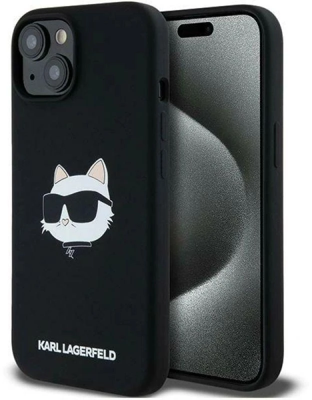 Karl Lagerfeld KLHMP15MSCHPPLK Apple iPhone 15 Plus / 14 Plus 6.7″ juodos spalvos kietas dėklas Silicone Choupette