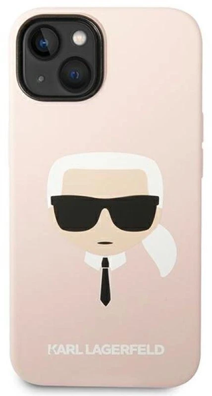 Dėklas Karl Lagerfeld KLHMP14MSLKHLP IPHONE 14 PLUS / 15 PLUS 6.7 "HARDCASE LIGHT Rožinis / LIGHT Rožinis SILICONE KARL`S HEAD MAGSAFE
