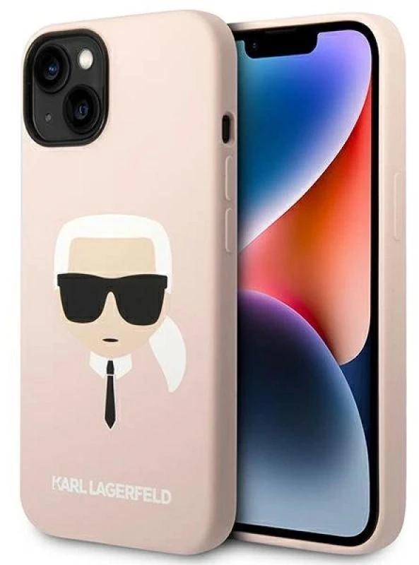 Dėklas Karl Lagerfeld KLHMP14MSLKHLP IPHONE 14 PLUS / 15 PLUS 6.7 "HARDCASE LIGHT Rožinis / LIGHT Rožinis SILICONE KARL`S HEAD MAGSAFE